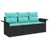 vidaXL Havesofa S&aelig;t 3 stk. Sort Poly rattan
