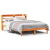 vidaXL sengeramme med sengegavl 135x190 cm massivt fyrretr&aelig; gyldenbrun