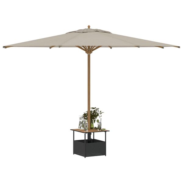 vidaXL havebord med parasolhul 55x55x46,5 cm polyrattan sort