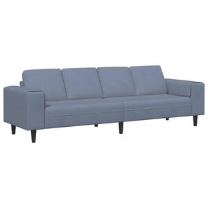vidaXL Sofa med pude Bl&aring; 250 x 77 x 76 cm Velourstof