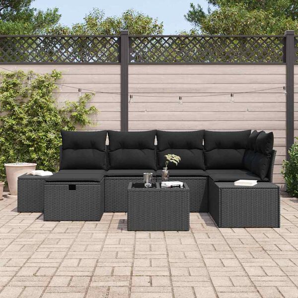 vidaXL Sofa S&aelig;t med pude 6 pcs polyrattan