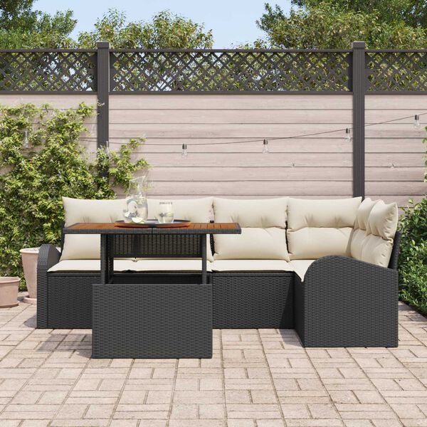 vidaXL Havesofa S&aelig;t med opbevaring 6 pcs Sort Poly rattan