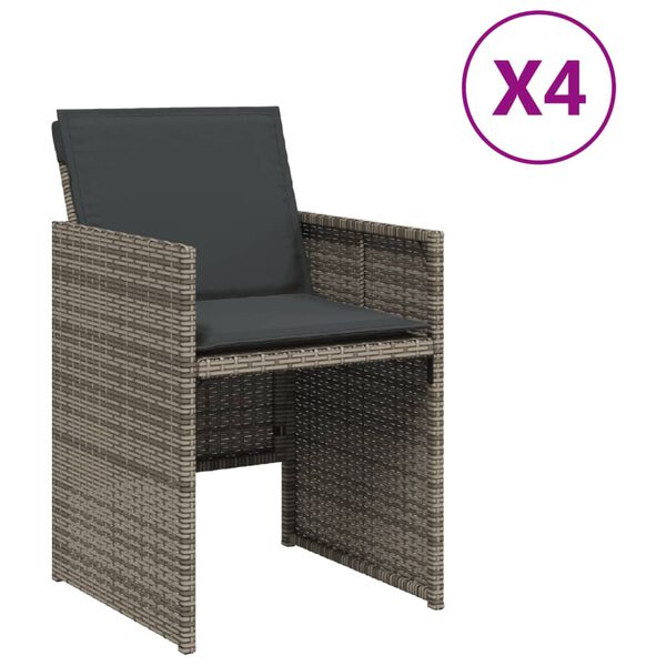 vidaXL havestole med hynder 4 stk. polyrattan grå
