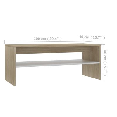 vidaXL sofabord 100x40x40 cm konstrueret træ hvid og sonoma-eg