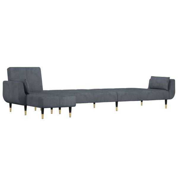 vidaXL L-formet sovesofa 275x140x70 cm velour m&oslash;rkegr&aring;