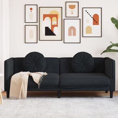 vidaXL 3-personers sofa med hynder velour sort