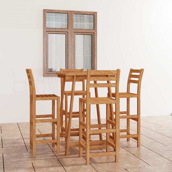 vidaXL udendørs barsæt 5 dele massivt akacietræ