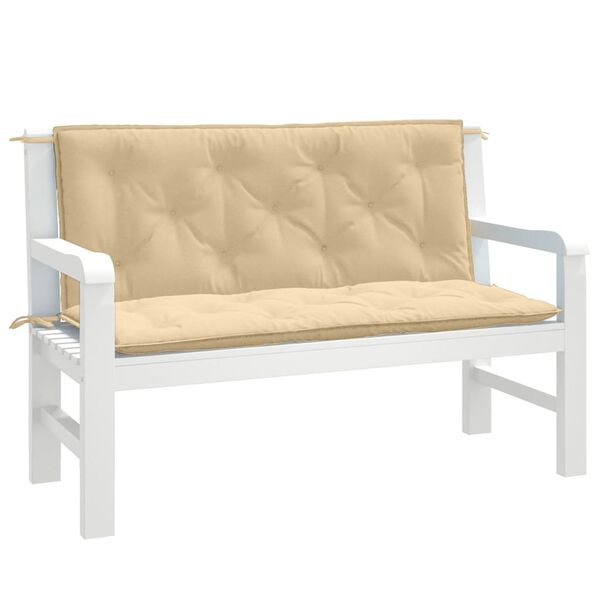 vidaXL hynder til havebænk 2 stk. 120x50x7 cm stof meleret beige