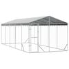 vidaXL udend&oslash;rs hundeg&aring;rd med tag 3x7,5x2,5 m galvaniseret st&aring;l s&oslash;lv