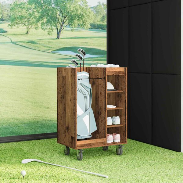 vidaXL Golf Skab med hjul Ensfarvet Gammelt tr&aelig; 65 x 45 x 98 cm