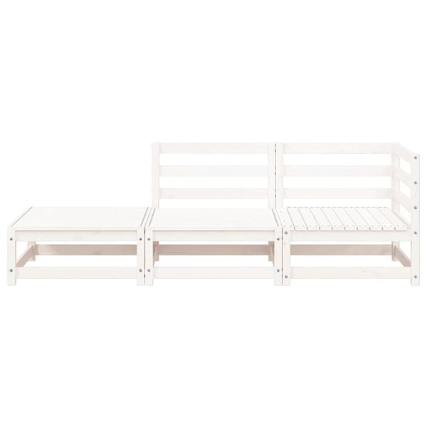 vidaXL 2-personers havesofa med fodskammel massivt fyrretræ hvid