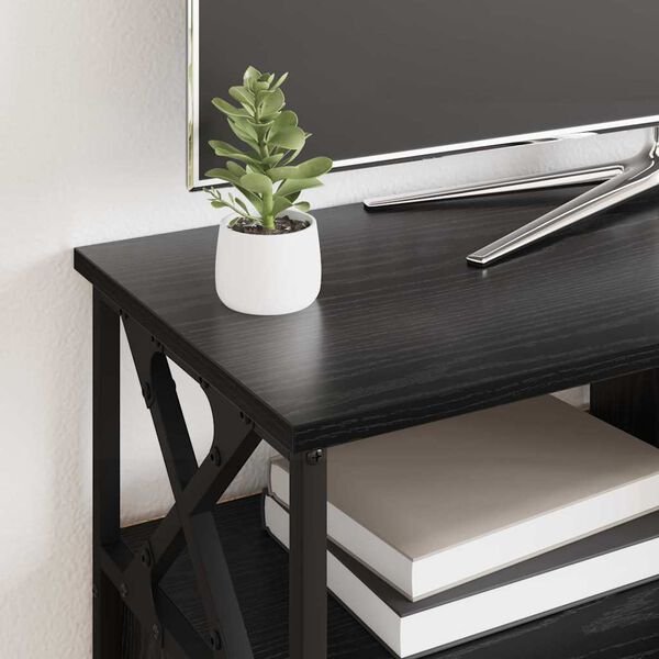 vidaXL TV-skab med skuffe Sort eg 90 x 33 x 45 cm Ingeni&oslash;rtr&aelig; og st&aring;l