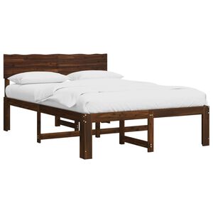 vidaXL Dobbelt Sengestel med Hovedg&aelig;rde ROSTOCK M&oslash;rk Brun 120 x 190 cm