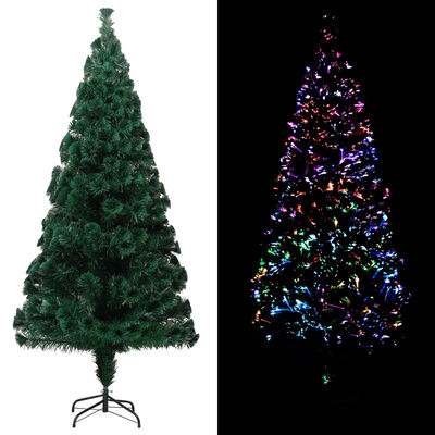 vidaXL kunstigt juletræ med juletræsfod 180 cm fiberoptik grøn