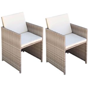vidaXL havestole 2 stk. med hynder og puder polyrattan beige