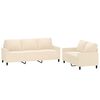 vidaXL sofas&aelig;t 2 dele med hynder velour cremefarvet
