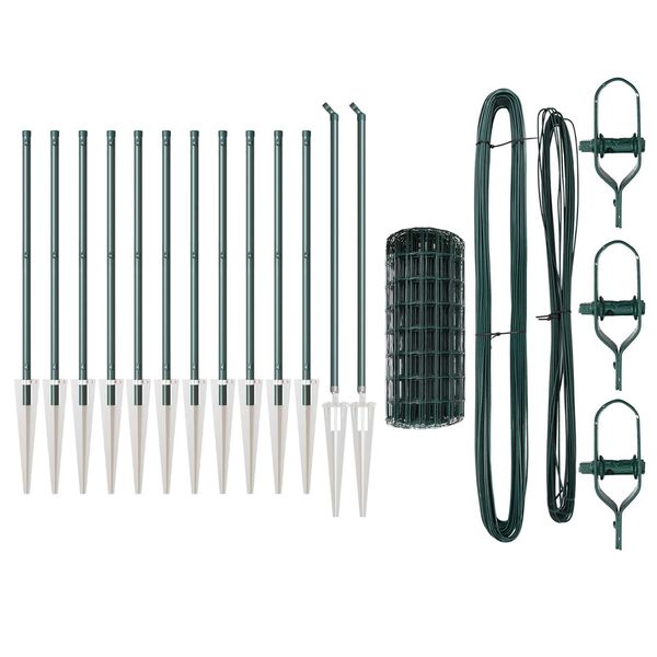 vidaXL Hegn med post Gr&oslash;n 0,6 x 25 m St&aring;l og PVC