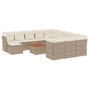 vidaXL sofas&aelig;t til haven 13 dele med hynder polyrattan beige