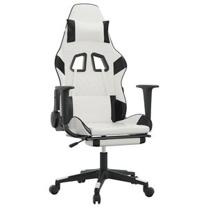 vidaXL gamingstol med fodst&oslash;tte kunstl&aelig;der hvid og sort