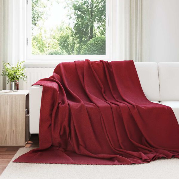 vidaXL Throw t&aelig;ppe Bordeaux R&oslash;d 240 x 220 cm Fleece