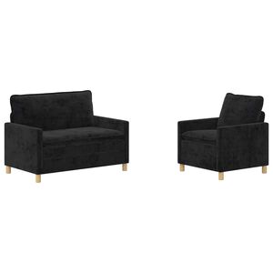 vidaXL Sofa S&aelig;t 2 stk. Sort Polyester