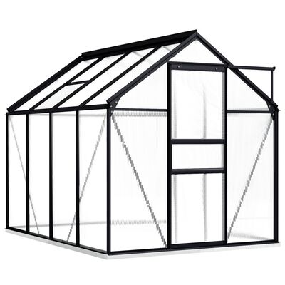 vidaXL drivhus med fundamentramme 3,3 m² aluminium antracitgrå