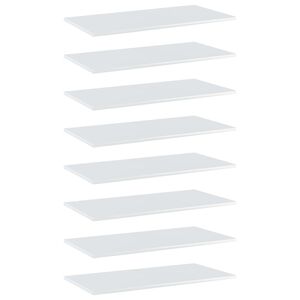 vidaXL boghylder 8 stk. 80x40x1,5 cm konstrueret tr&aelig; hvid h&oslash;jglans