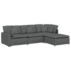 vidaXL modulsofa med fodskammel og hynder stof m&oslash;rkegr&aring;