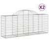 vidaXL buede gabionkurve 2 stk. 200x50x80/100 cm galvaniseret jern