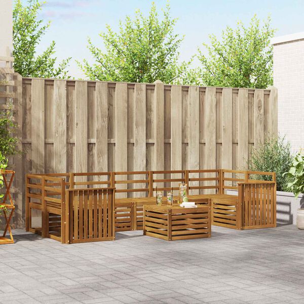 vidaXL Sofas&aelig;t 8 pcs Naturfarvet Massivt Akacietr&aelig;