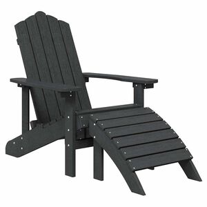 vidaXL Adirondack-havestol med fodst&oslash;tte HDPE antracitgr&aring;