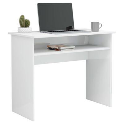 vidaXL skrivebord 90x50x74 cm konstrueret træ hvid højglans