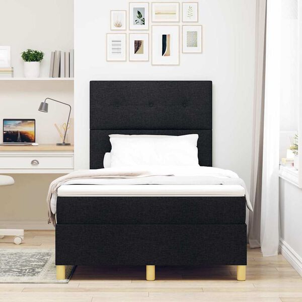 vidaXL Box spring seng med madras Sort 120 x 200 cm Stof