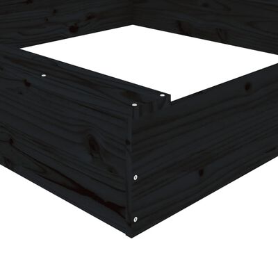 vidaXL sandkasse med sæder firkantet massivt fyrretræ sort
