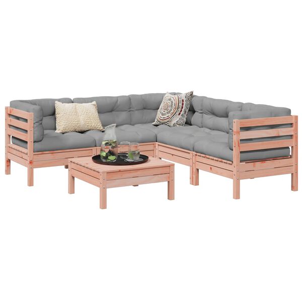 vidaXL sofas&aelig;t til haven 6 dele med hynder massivt douglasgran