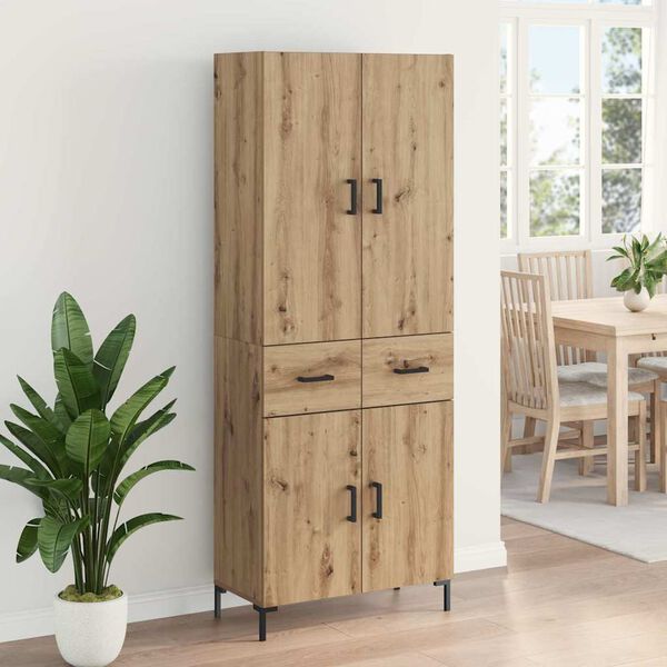 vidaXL Highboard Artisan Egetr&aelig; 69,5 x 34 x 180 cm Konstrueret tr&aelig;
