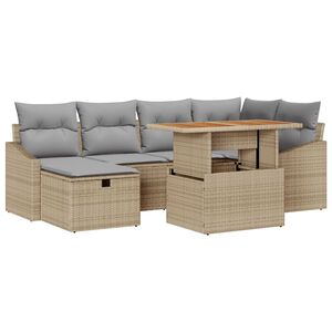 vidaXL Havesofa S&aelig;t 7 pcs Beige polyrattan