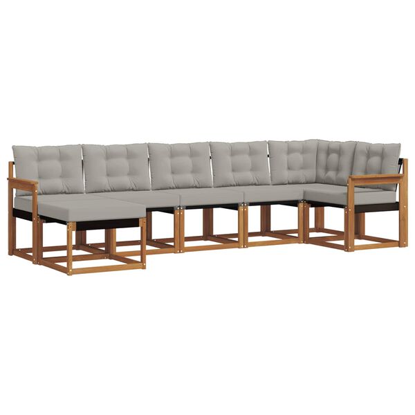 vidaXL Udend&oslash;rs sofagruppe med pude 7 pcs Naturlig og Lys Gr&aring;