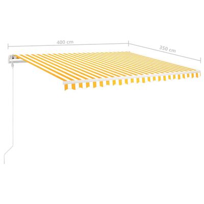 vidaXL markise m. LED-lys 4x3,5 m manuel betjening gul og hvid
