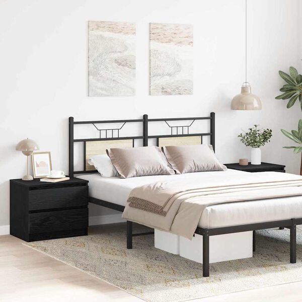 vidaXL Natskab 2 pcs Sort eg 50 x 40 x 43,5 cm Konstrueret tr&aelig;