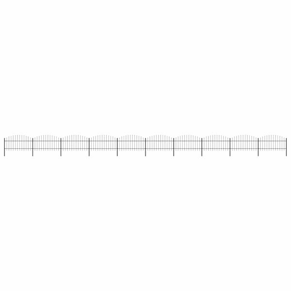 vidaXL havehegn med spydtop st&aring;l 1781,5x125 cm sort