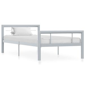 vidaXL sengestel 100x200 cm metal gr&aring; og hvid