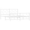 vidaXL sengeramme med sengegavl og fodgærde 150x200 cm metal hvid