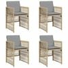 vidaXL havestole 4 stk. med hynder polyrattan blandet beige