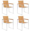 vidaXL havestole 4 stk. med hynder massivt teaktræ