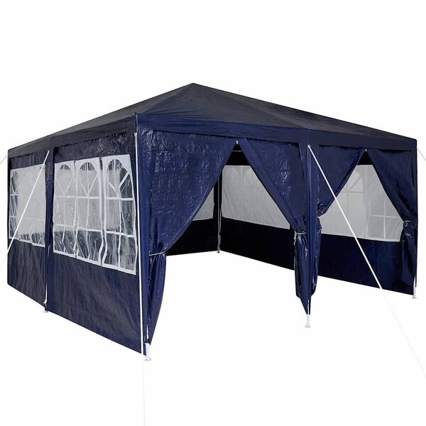 vidaXL Party Tent Blå og Hvid 400 x 400 x 266 cm Polyester og Stål