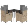 vidaXL spisebordss&aelig;t til haven 5 dele med hynder polyrattan beige