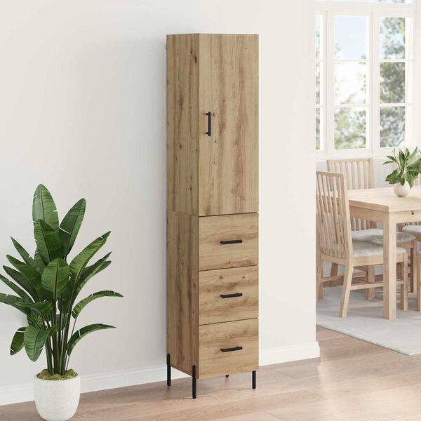vidaXL Highboard Artisan Egetr&aelig; 34,5 x 34 x 180 cm Konstrueret tr&aelig;