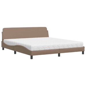 vidaXL seng med madras Dover 180x200 cm kunstl&aelig;der cappuccinofarvet