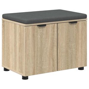 vidaXL Hallb&aelig;nk med d&oslash;r Sonoma eg 60 x 38 x 46 cm Kunstigt tr&aelig; og stof